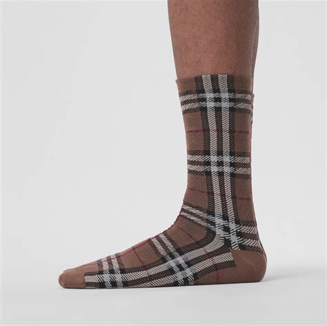 Vintage Check Intarsia Cotton Cashmere Blend Socks in Dark 